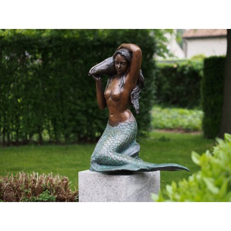 Pronssinen allaskoriste patsas Merenneito "Mermaid"