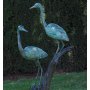 Pronssinen harmaahaikara patsas "2 Herons On A Tree"
