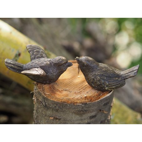 Pronssinen lintu patsas "Bird Pair"