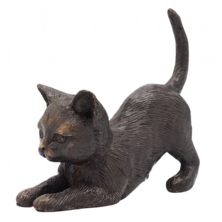 Pronssinen kissa patsas "Kittten Laying Down"