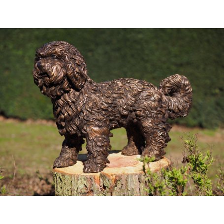 Pronssinen koira patsas "Labradoodle puppy"