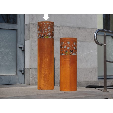 Corten Ecorust-pylväslyhty L, sydän lasilla