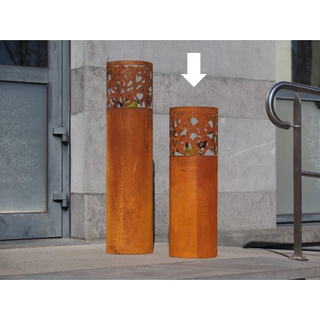 Corten Ecorust-pylväslyhty M, sydän lasilla