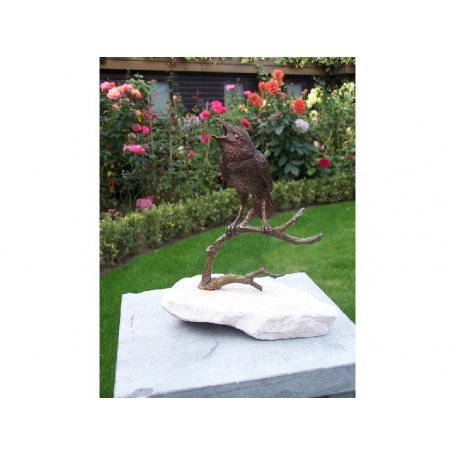 Pronssinen lintu patsas "Bird On Branch"