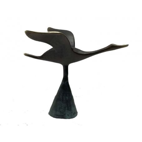 Pronssinen muisto lintupatsas "Urn Tripod Bird"