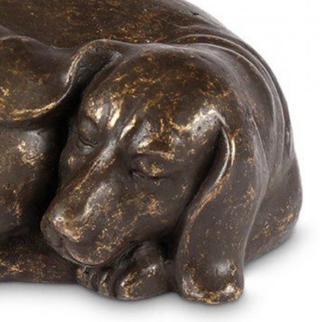 Pronssinen sydänmuisto patsas "Sleeping Dog Urn"