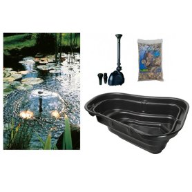 Valmisallas setti 1000 litraa ja Elimax 6000 suihkulähdepumppu, allassubtraati