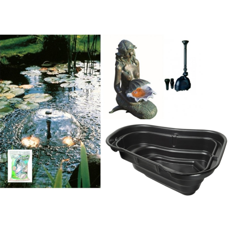 Valmisallas setti 1000 litraa merenneito patsaalla, pumppu ja suodatussubtraatti