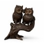 Pronssinen Pöllö patsas "2 Owls on tree"